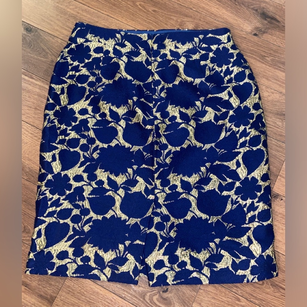J.CREW Jacquard Gold Pencil SKIRT